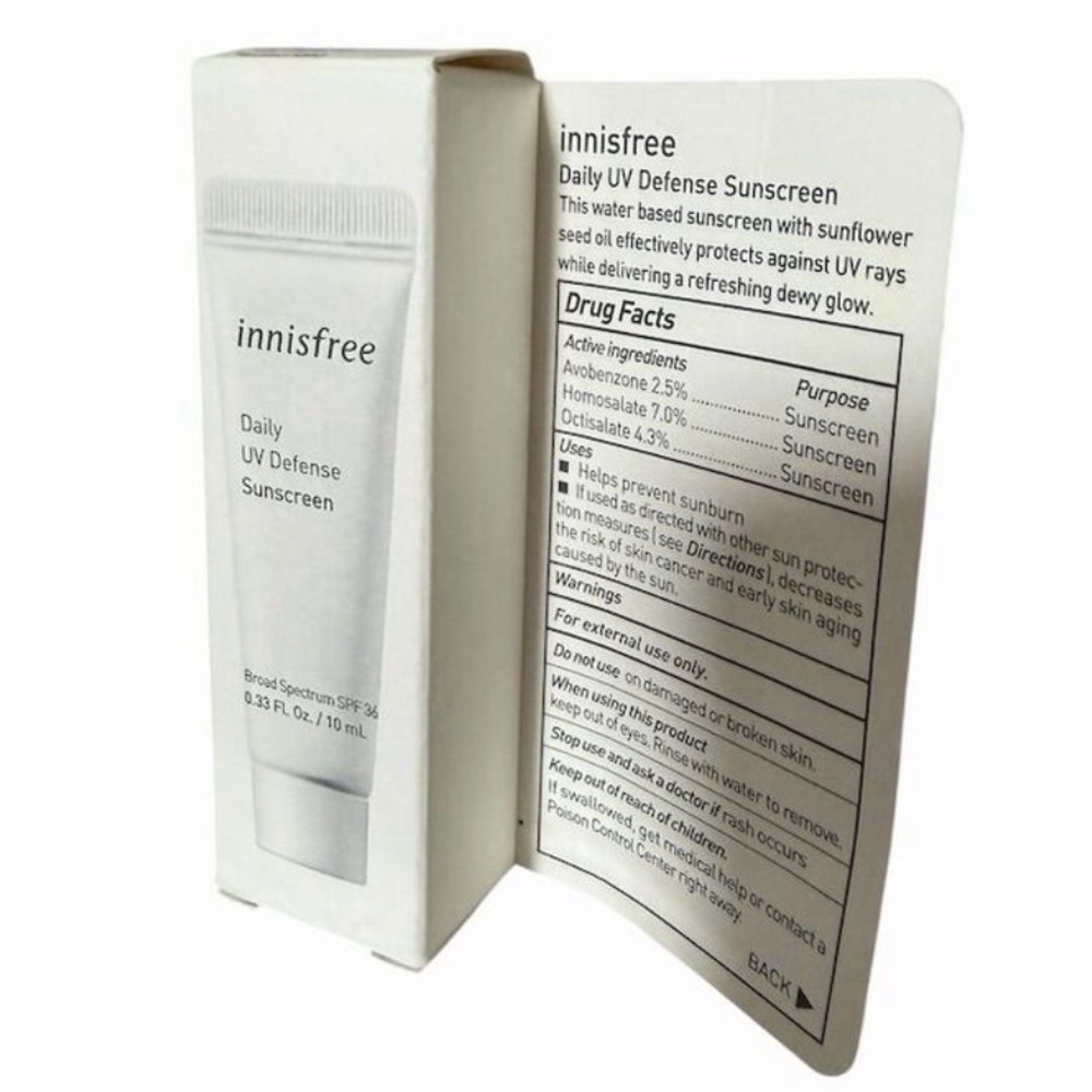 Innisfree Daily UV Defense Sunscreen SPF 36 Travel Size 10mL